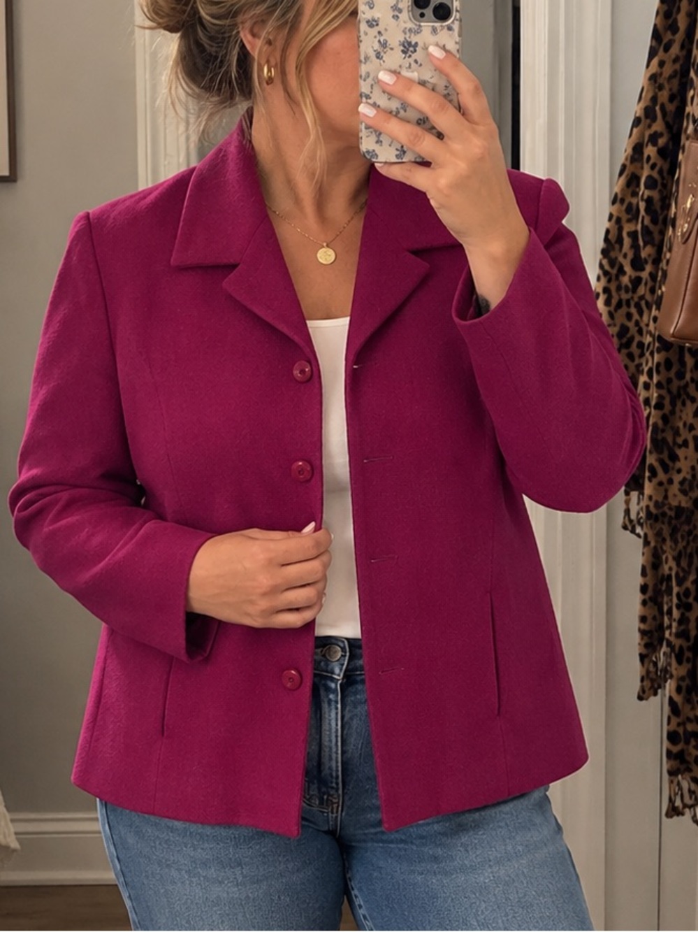 Pendleton Wool Blazer Pink Tailored Petite 12P USA Made Career Jacket Vintage